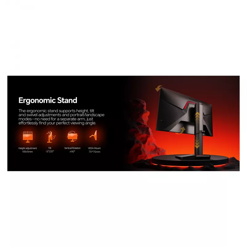 Arvutimonitor Koorui G2722P 27 tolli (68,6 cm) Quad HD 2560×1440, 1 ms, 16:9, VESA, kõrgusreguleeritav — Must