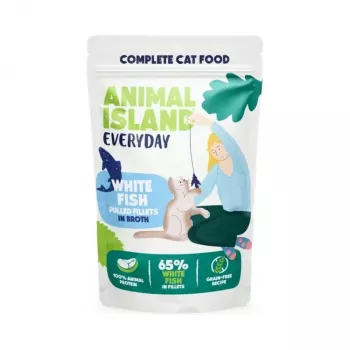 Niiske kassitoit animal island Everyday kalkuni ja valge kala fileed puljongis, 40 x 85 g, täiskasvanud, teraviljavaba, kotikesed