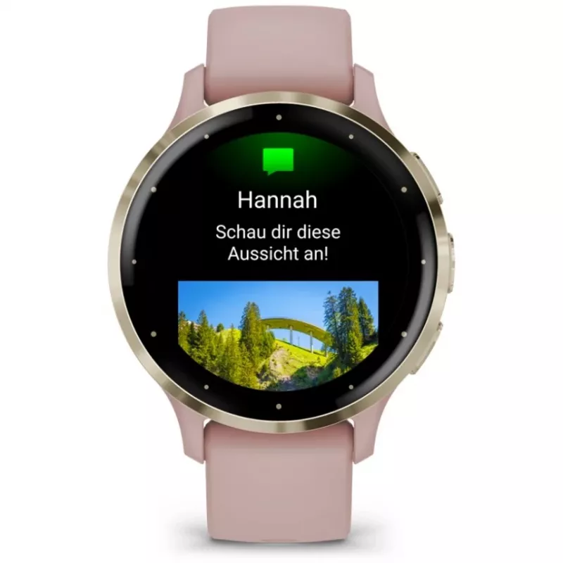 Garmin Venu 3S 3.05 cm (1.2) AMOLED 41 mm Digitaalne 390 x 390 pikslit Puuteekraan Kuldne, Roosa Wi-Fi GPS (satelliit)