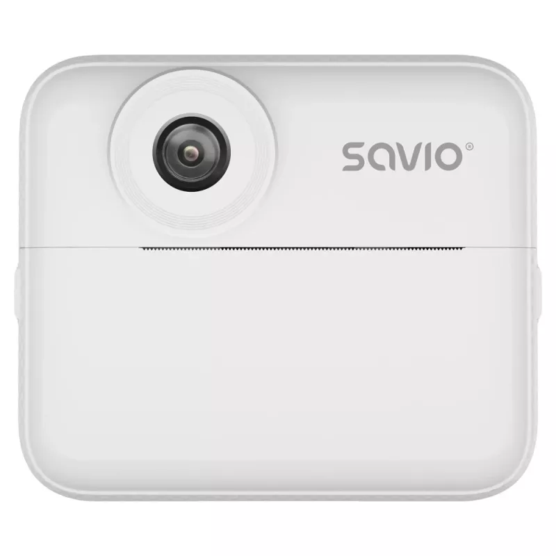 Kiirtrükiga lastekaamera SAVIO AN-01, valge, 2,4-tolline LCD, MicroSDHC kuni 32 GB, USB-C, 1200 mAh aku, sisseehitatud välklamp puudub