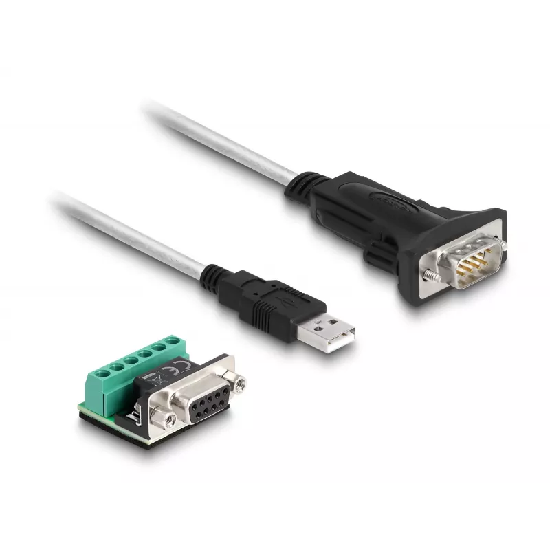 DeLOCK 63465 jadakaabel must läbipaistev 1,8 m USB tüüp-A DB-9