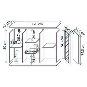 Kummut Cama Meble SOHO 120×41×80 cm – kašmiirvärvi esiküljed, must raam