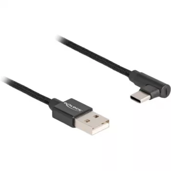 DeLOCK USB 2.0 kaabel Type-A-pistik USB USB-C isasele nurga all 3 m must