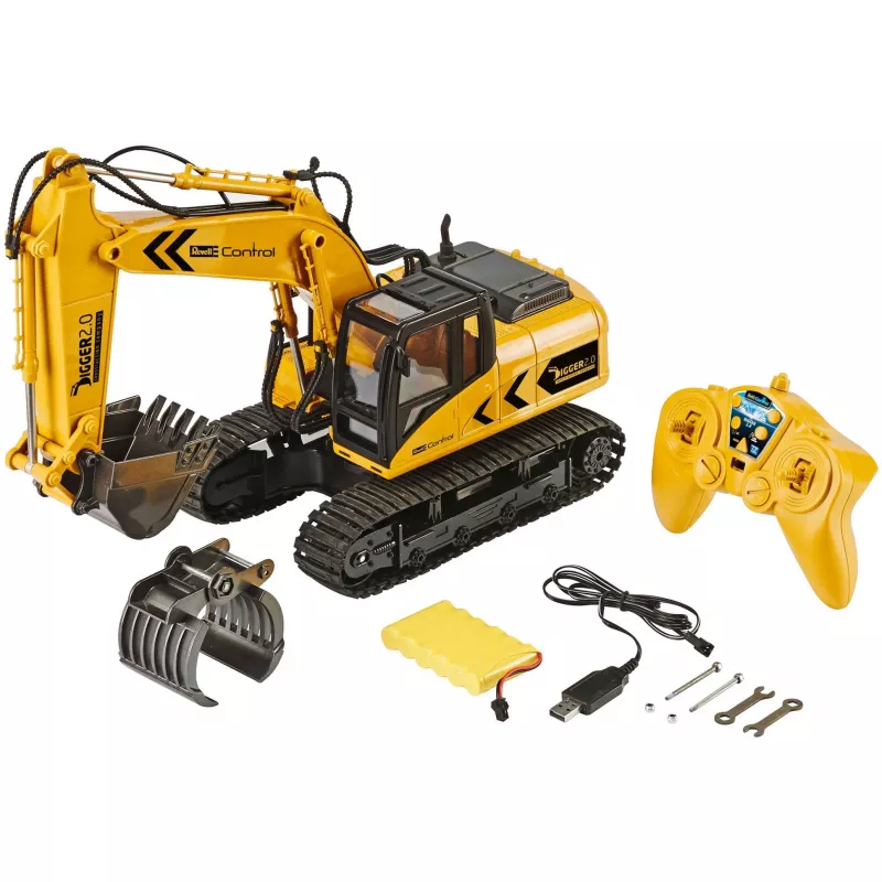 Revell Digger 2.0 - Ekskavaator - Elektrimootor - 1:16 - Ready-to-Run (RTR) - Must - Kollane - Digger 2.0 (24924)