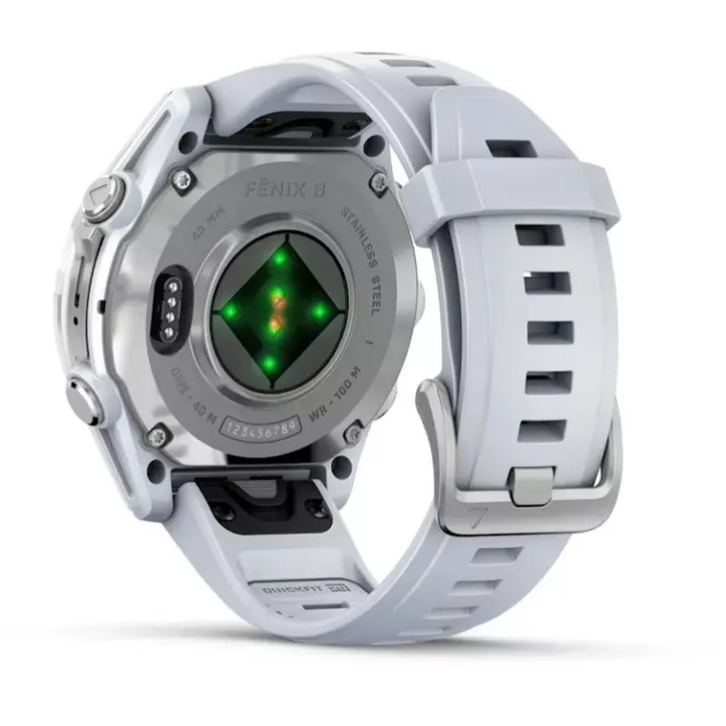 Garmin Fenix 8 3,3 cm (1,3) AMOLED 43 mm Digitaalne 416 x 416 pikslit Puuteekraan Hõbe Wi-Fi GPS (satelliit)