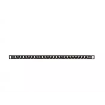 LANBERG PPS5-0024-B 24-pordine CAT5e jaotusplaat, metallist, 0,5U, 445×99×22,3 mm, must