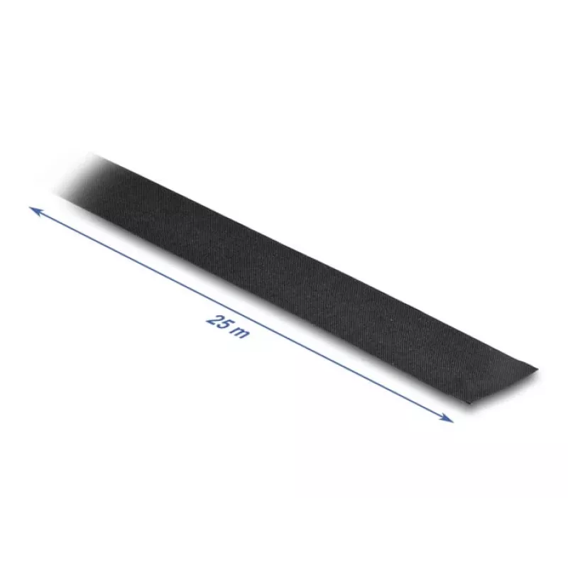 DeLOCK riideteip 25 m x 25 mm käsi-rebitav isekleepuv must