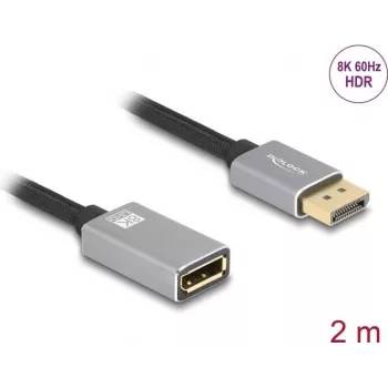 DeLOCK DisplayPorti pikenduskaabel 8K 60 Hz 2 m hall metall ilma riivita
