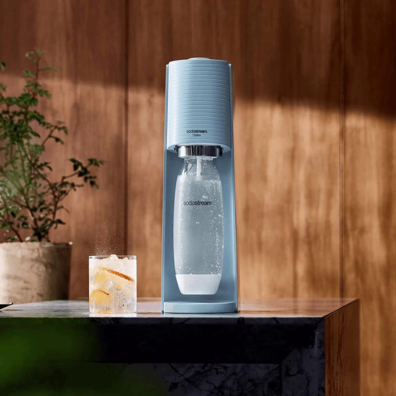 SodaStream Soda Maker Terra helesinine QC koos CO2 ja 1L PET pudeliga