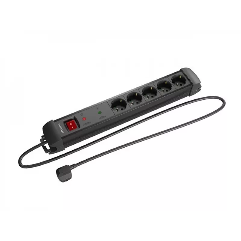 Lanberg SP1-05F-0300-BK pikendusjuhe 3 m 5 vahelduvvoolupesa siseruumidesse must