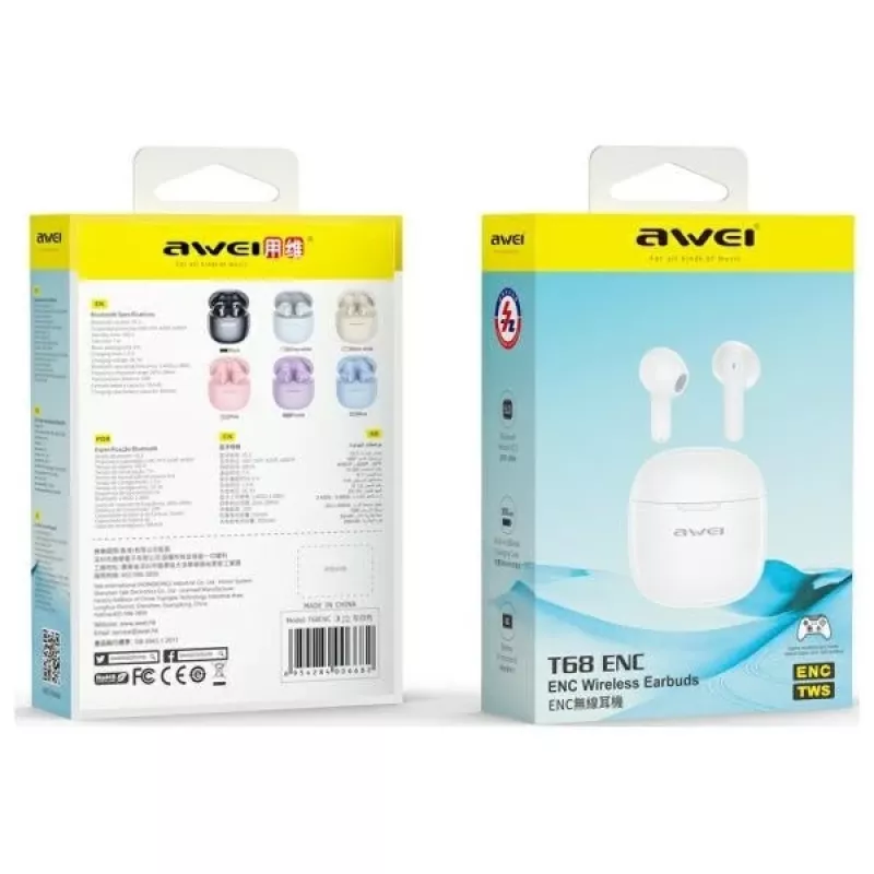 Bluetooth-kõrvaklapid 5.3 TWS ENC valge