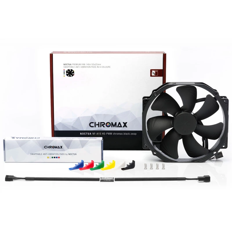 Arvutikorpuse ventilaator Noctua NF-A15 HS-PWM chromax.Must.swap 150 mm, PWM, 300–1500 RPM, 140.2 m³/h, 24.6 dB