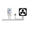 Termostaat DELOCK 66823, plastkorpus IP20, 30 W, 250 V, 10 A, 43×60×33 mm, sinine/hall