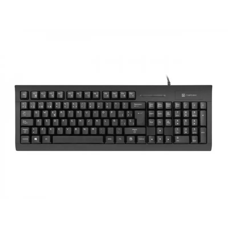 Juhtmega täissuuruses NATEC Moray ES klaviatuur USB-ga, hispaania QWERTY, 105 klahvi, ID-kaardilugeja, 1,5 m kaabel, must
