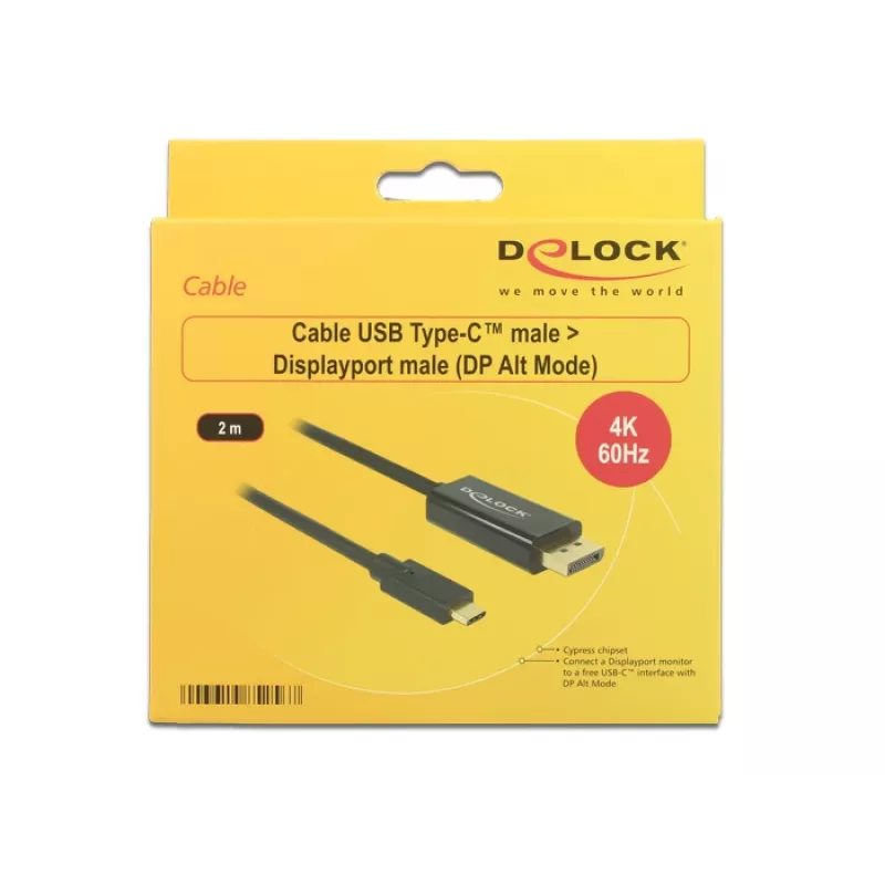 DeLOCK 85256 videokaabli adapter 2 m USB Type-C DisplayPort must