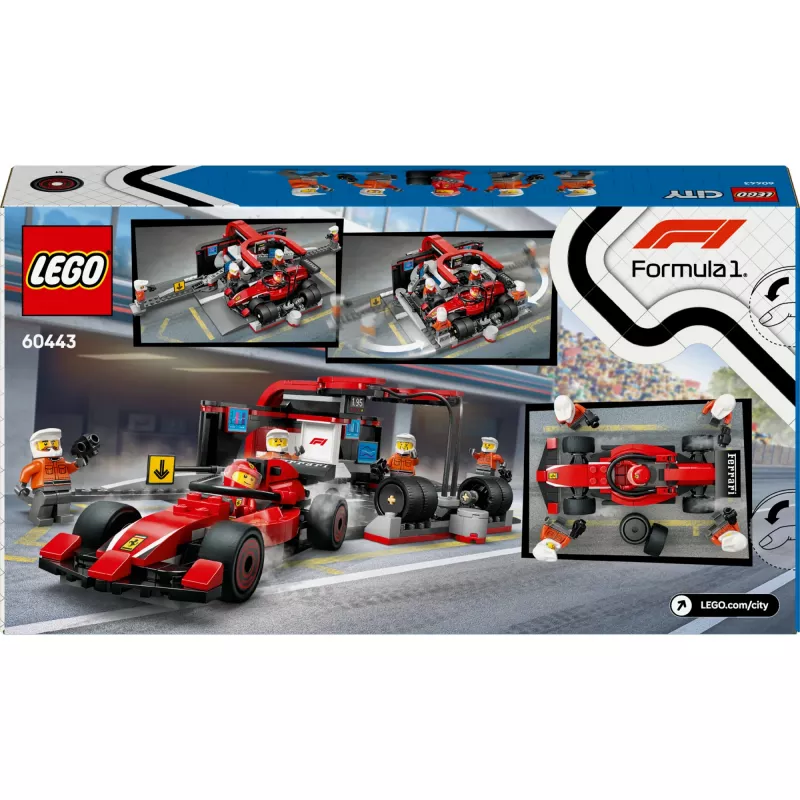 LEGO City F1 boksipeatuse komplekt 60443 — Ferrari F1 auto, 322 osa, 5 minifiguuri, vanusele 6+