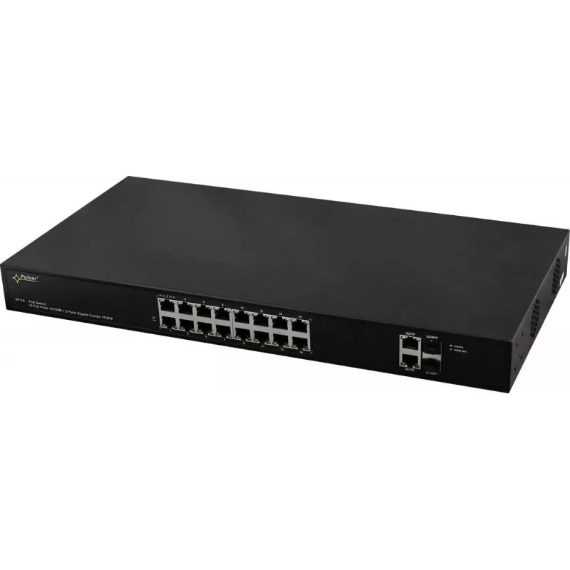 PULSAR SF116 võrgulüliti hallatav Kiire Ethernet (10/100) Power over Ethernet (PoE) 1U Must