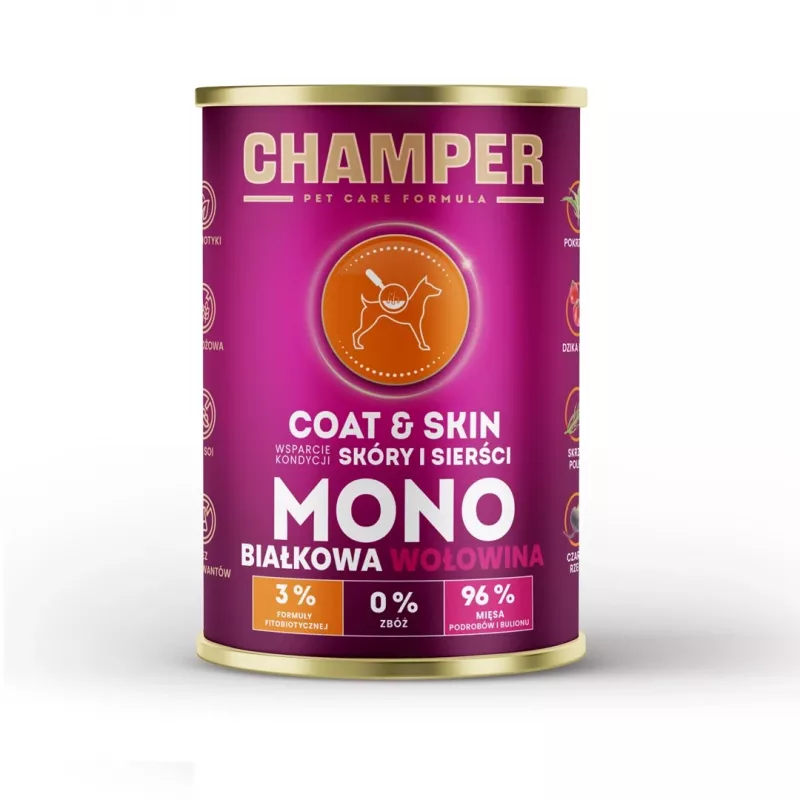 CHAMPER Coat & Skin Monoprotein Beef - märg koeratoit - 400g