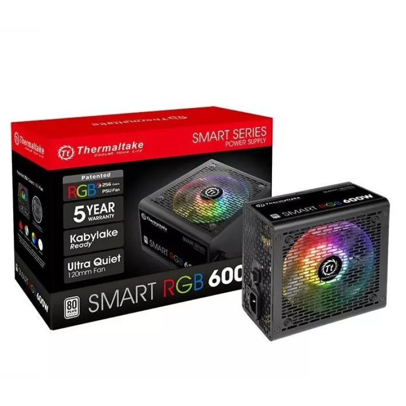 Thermaltake SMART RGB PS-SPR-0600NHSAWE-1 - Toiteplokk (sisemine) - ATX12V 2.3 - 80 PLUS - AC 230 V - 600 W - aktiivne PFC - must