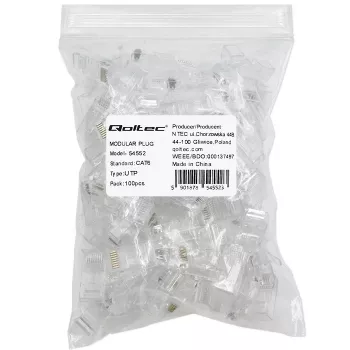 Modulaarne RJ45-pistik QOLTEC 54552 CAT6 UTP, 100 tk pakend