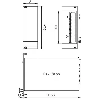SCHROFF esipaneel PSM-ile - FRONTPL.HF PSU PSM 3HE 10TE (21005477)