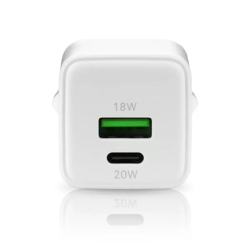 Seinalaadija everActive SC-330Q 1x USB-A ja 1x USB-C pesaga, 20 W, valge