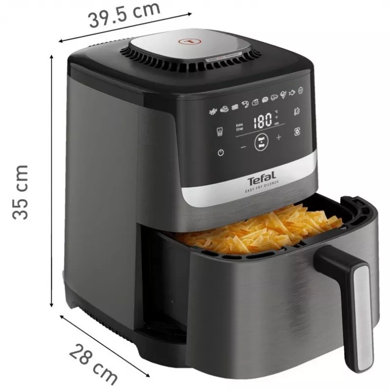 Tefal Easy Fry Silence EY551HE0 fritüür Üksik 5 L Eraldiseisev kuumaõhufritüür Must, Hall, Roostevaba teras