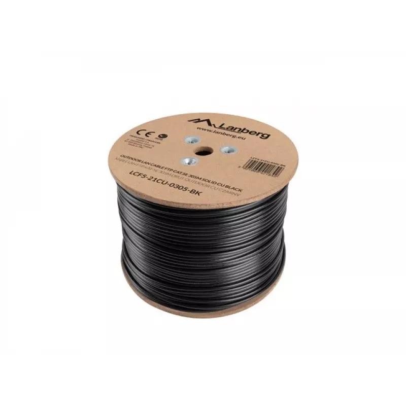 LANBERG võrgukaabel Cat5e LCF5-21CU-0305-BK, F/UTP vask, 305 m, 24 AWG, PE mantel, must