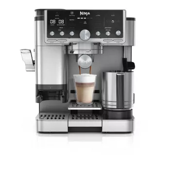Espressomasin Ninja ES701EU — poolautomaatne kohvi/espresso, sisseehitatud veskiga, 2 L veepaak, 1650 W, 25 veski seadistust, piimapaak, 14 baari pump