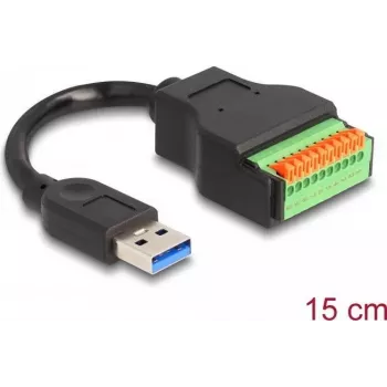 DeLOCK USB 3.2 Gen 1 kaabel Type-A isane klemmiploki adapter 15 cm