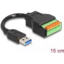 DeLOCK USB 3.2 Gen 1 kaabel Type-A isane klemmiploki adapter 15 cm