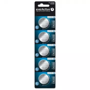 Nööppatarei everActive CR2450, 3 V, kõrgus 5 mm — pakk 5 tk