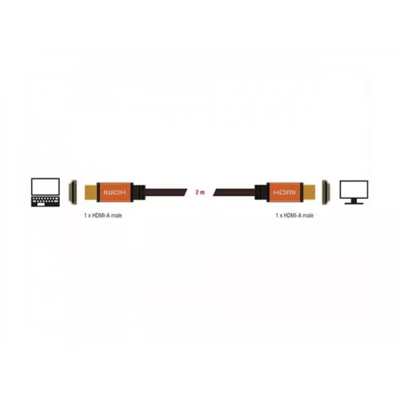 HDMI-kaabel DeLOCK 85729 2 m HDMI Type A Standard Must Kuldne