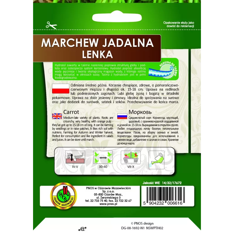 Seemnelint Apte Marchew LENKA 6 m — porgandiseemnete riba külvamiseks