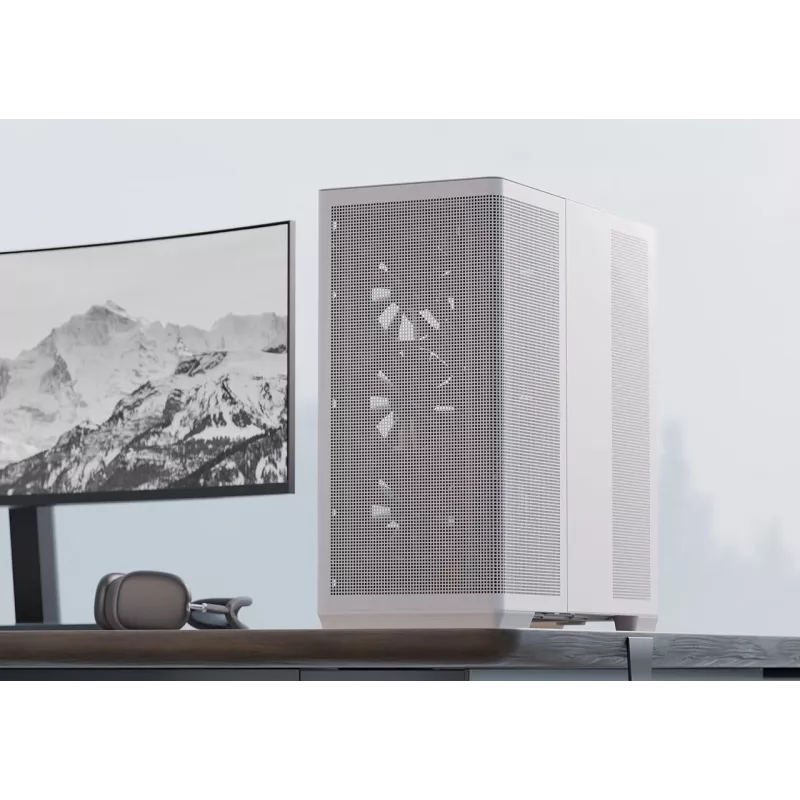 APNX PC Midi Tower C1-R-WT-v1 — valge, toetab ATX/Micro-ATX/Mini-ITX, 3x120 mm esiventilaatorid paigaldatud, 3x3,5 tolli + 3x2,5 tolli pesad, USB 3.2 Gen1 x2
