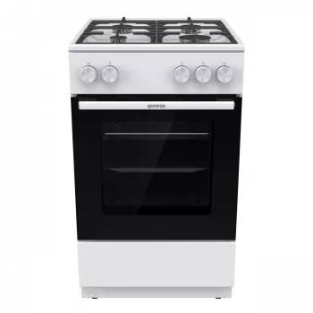 Vabalt seisev gaasipliit ahjuga Gorenje GG5A10WFFM — 4 põletiga pliidiplaat, 70 l ahi, emailitud pealispind, valge