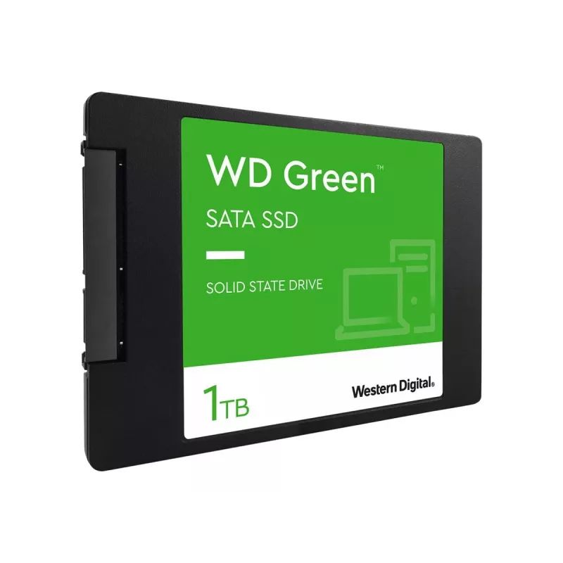 WD WDS100T3G0A-00BJG0 Storage Drive Green on WD pooltoodetud pooljuhtketas (SSD). Selle esiletõstetud omadused on roheline viimistlus, 2,5-tolline vormitegur ja 2,5-tolline ekraani diagonaal.