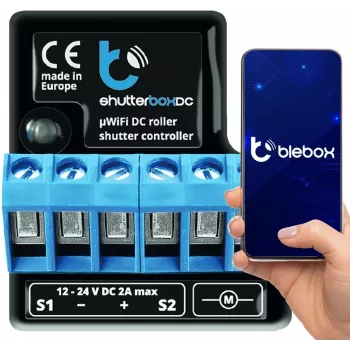 I/O module bleBox shutterBoxDC 2x binary inputs, 2x relay outputs 230V