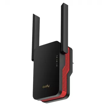 Wi‑Fi signaalivõimendi Cudy RE3000 2400–5000 MHz, 802.11ax/ac/n/g/b/a, Ethernet 100 Mbps, välisantenn, must/punane