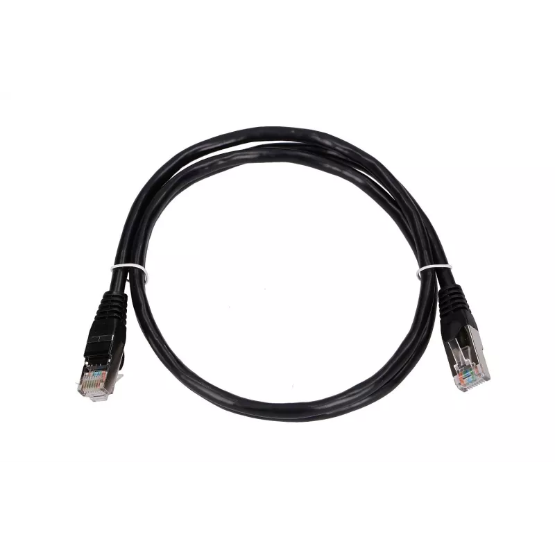 LAN patchcord Extralink Cat5e FTP 1 m, F/UTP varjestatud, RJ-45 to RJ-45, must