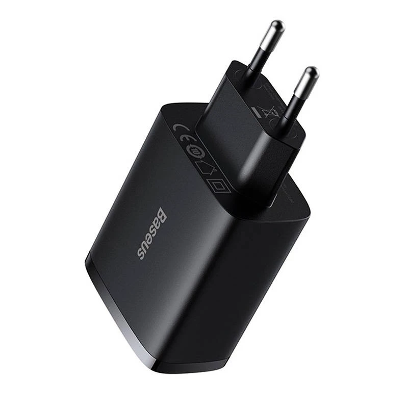 Baseus kompaktne kiirlaadija, 3x USB, 17 W (must)