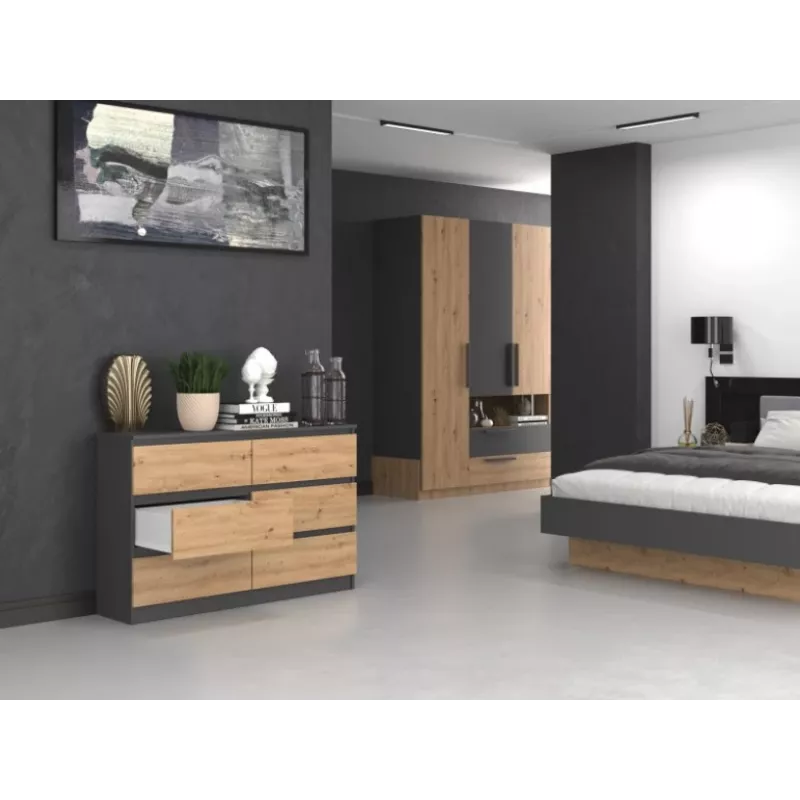Top e shop M6 120 kummut — Antratsiit/tamm, 6 sahtlit, 1200×300×770 mm, puitlaastplaat