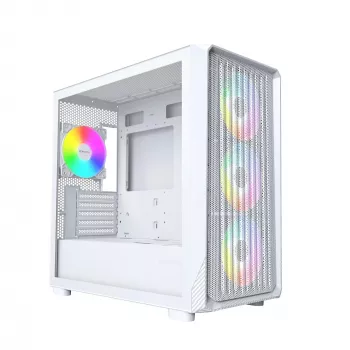 PC-korpus Montech X5M (W) Micro Tower, valge — Micro-ATX/Mini-ITX, toetab ATX-toiteplokki, 3x120 mm ees, 1x120 mm taga, 2x3,5 tolli sahtlit, 4x2,5 tolli sahtlit