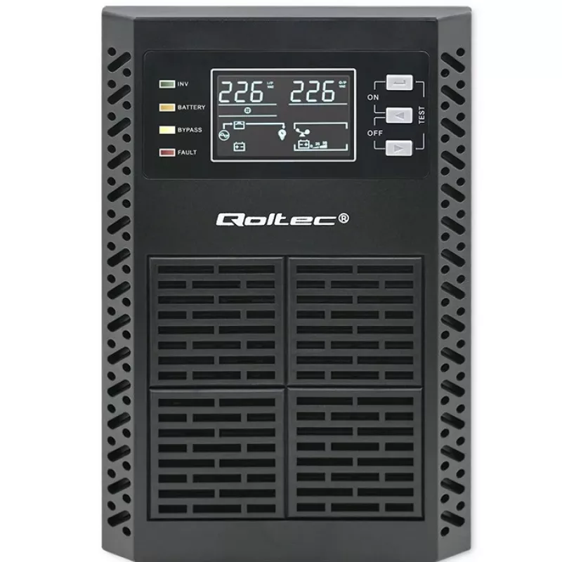 Qoltec Katkematu toiteallikas (UPS) | 1kVA | 1000W | Võimsustegur 1.0 | LCD | EPO | USB | Online