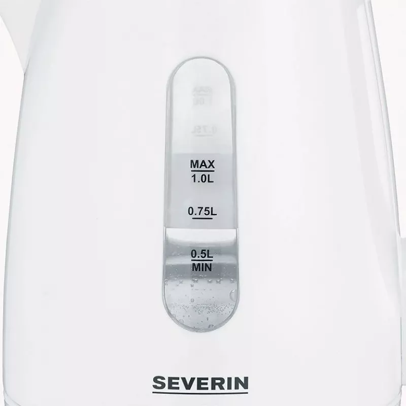 Elektriline veekeetja SEVERIN 1 L 2200 W valge — juhtmevaba, 360° alus, peidetud küttekeha