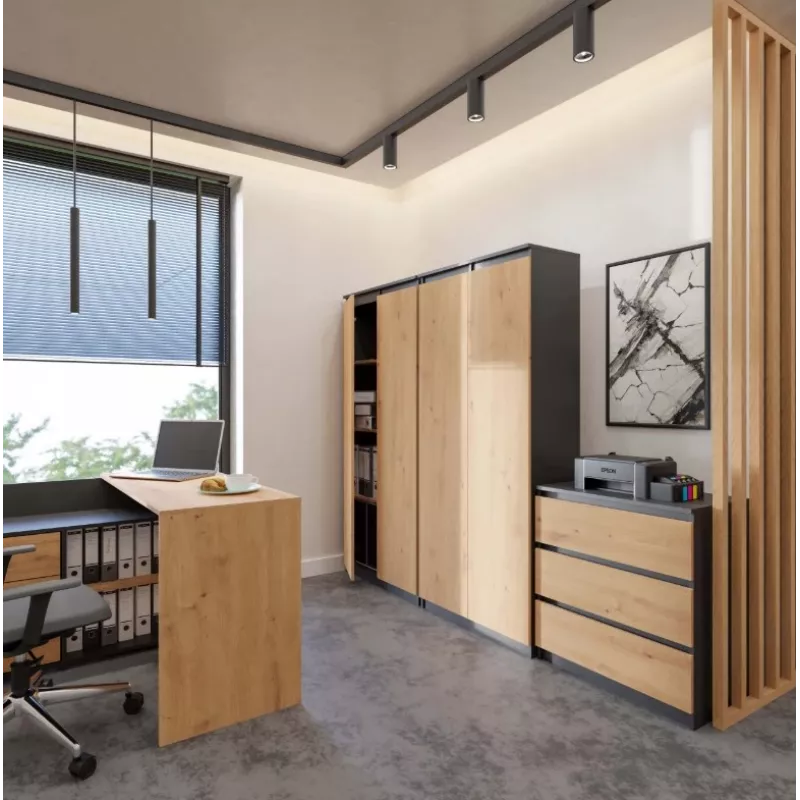 RS-80 HEMN OFFICE SHELVING UNIT, ANTHRACITE/ARTISAN OAK