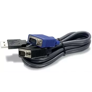 TRENDnet TK CU10 - klaviatuur- / Video- / hiir- (KVM-) kaabel - USB Typee A, 4-pin, HD-15 (M) - HD-15 (M) - 3,1m - Must (TK-CU10)