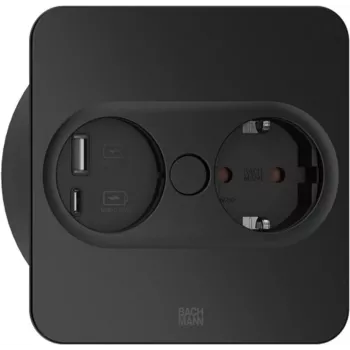 Pistikupesa tüüp F + USB A + USB C Bachmann 946.205 roostevaba teras
