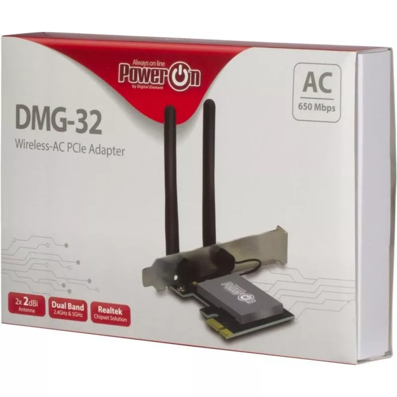 Inter-Tech DMG-32 - Sisseehitatud - Juhtmevaba - PCI Express - Wi-Fi - 650 Mbit/s - Must - Hõbedane (88888148)
