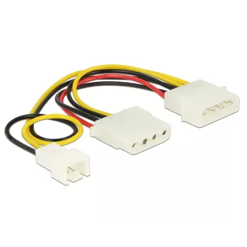 Sisemine toitekaabel DeLOCK 83658 0,39 m 3-kontaktiline kuni 2 x Molex 4-kontaktiline